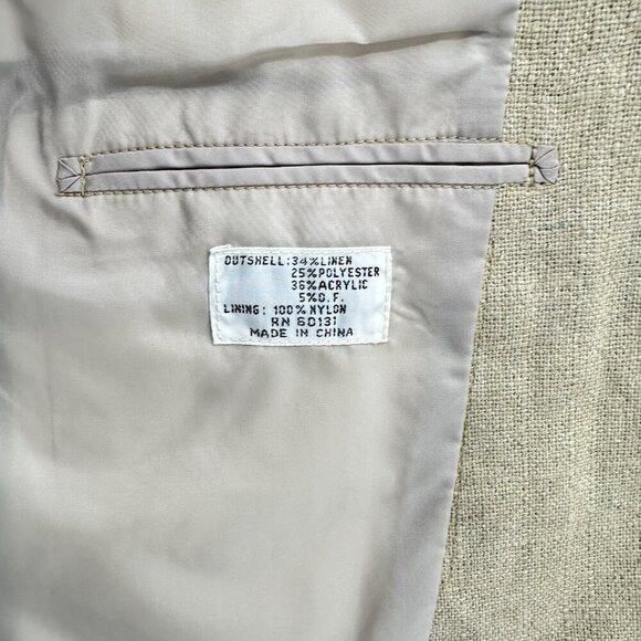 vintage 80s JORDACHE jacket blazer sport coat linen blend beige tan retro 40L - Picture 8 of 8